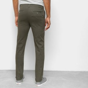 Calça de sarja de algodão com elastano