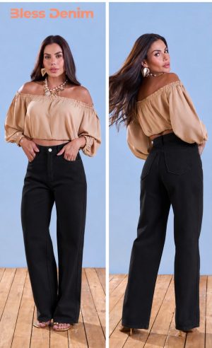 calça wide leg feminina Bless Denim